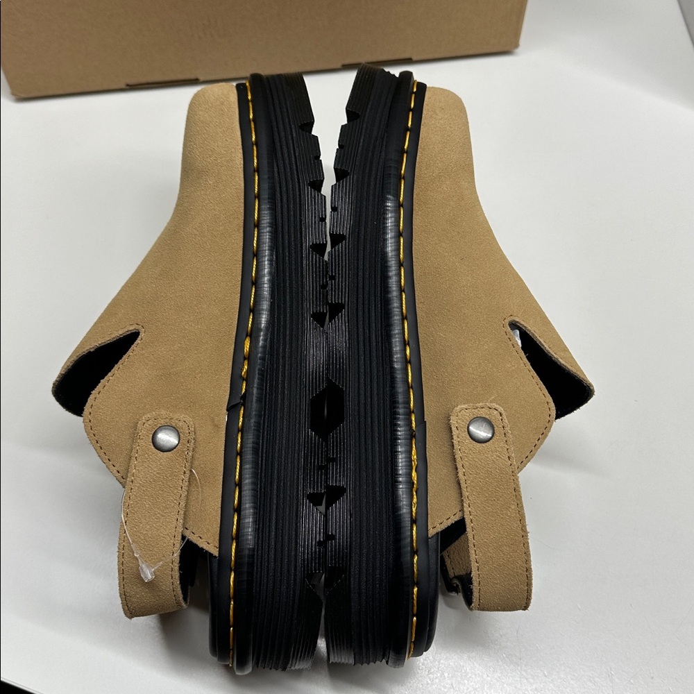 Doc Martens Zebzag Suede Platform Mules Shoes Savannah Tan NEW Women's Size 11 - Picture 7 of 12
